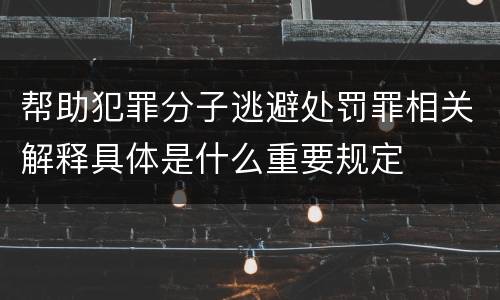 帮助犯罪分子逃避处罚罪相关解释具体是什么重要规定