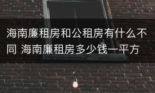 海南廉租房和公租房有什么不同 海南廉租房多少钱一平方