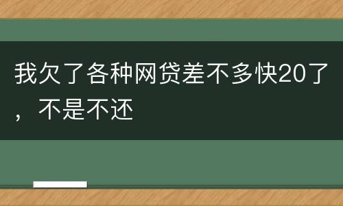 我欠了各种网贷差不多快20了，不是不还