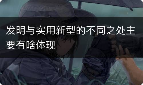 发明与实用新型的不同之处主要有啥体现