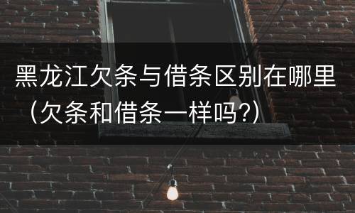 黑龙江欠条与借条区别在哪里（欠条和借条一样吗?）