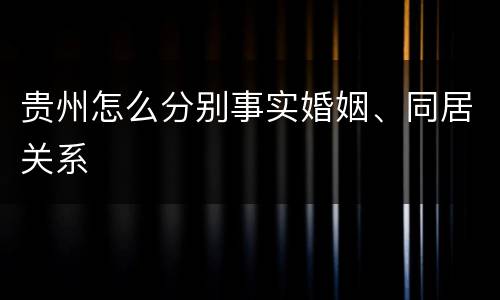 贵州怎么分别事实婚姻、同居关系