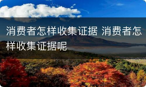 消费者怎样收集证据 消费者怎样收集证据呢