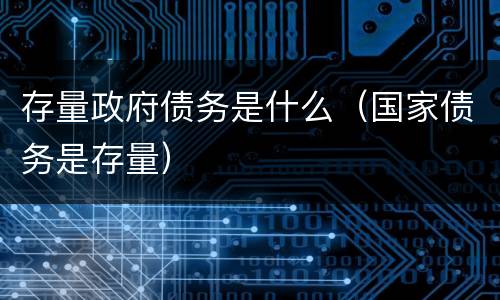 存量政府债务是什么（国家债务是存量）