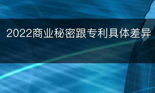 2022商业秘密跟专利具体差异