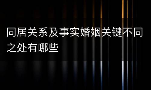 同居关系及事实婚姻关键不同之处有哪些