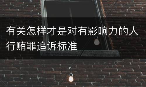 有关怎样才是对有影响力的人行贿罪追诉标准