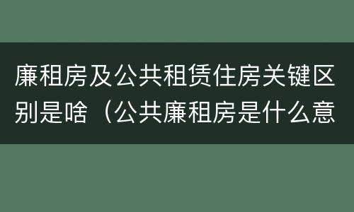 廉租房及公共租赁住房关键区别是啥（公共廉租房是什么意思）