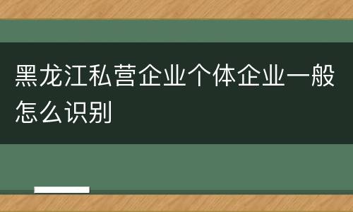 黑龙江私营企业个体企业一般怎么识别