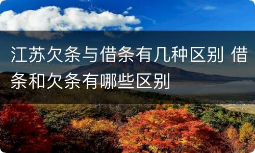 江苏欠条与借条有几种区别 借条和欠条有哪些区别