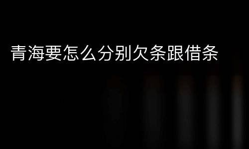 青海要怎么分别欠条跟借条