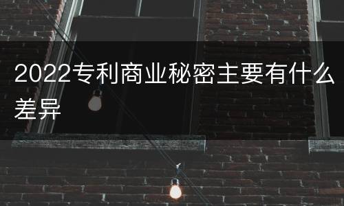 2022专利商业秘密主要有什么差异