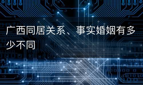 广西同居关系、事实婚姻有多少不同