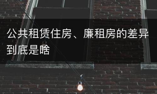 公共租赁住房、廉租房的差异到底是啥