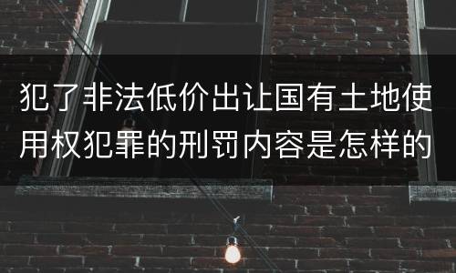 犯了非法低价出让国有土地使用权犯罪的刑罚内容是怎样的