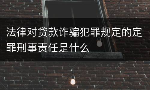 法律对贷款诈骗犯罪规定的定罪刑事责任是什么