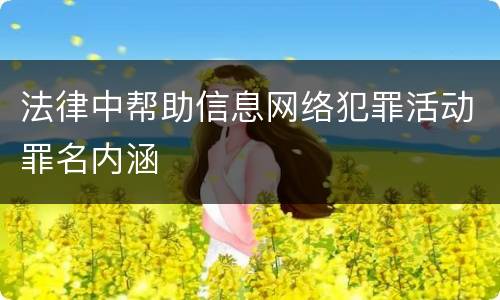 法律中帮助信息网络犯罪活动罪名内涵