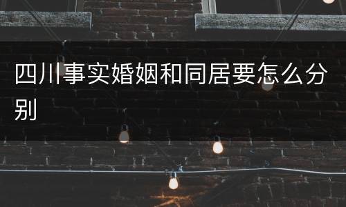 四川事实婚姻和同居要怎么分别