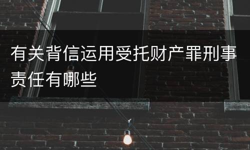 有关背信运用受托财产罪刑事责任有哪些