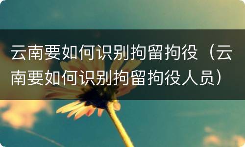 云南要如何识别拘留拘役（云南要如何识别拘留拘役人员）