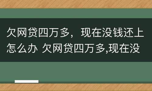 欠网贷四万多，现在没钱还上怎么办 欠网贷四万多,现在没钱还上怎么办呢