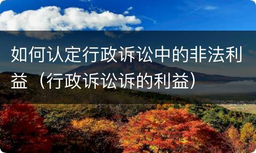 如何认定行政诉讼中的非法利益（行政诉讼诉的利益）