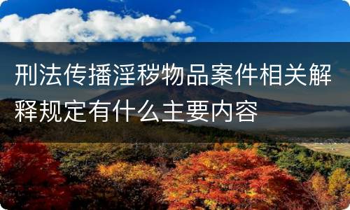 刑法传播淫秽物品案件相关解释规定有什么主要内容
