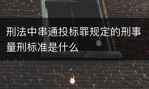 刑法中串通投标罪规定的刑事量刑标准是什么