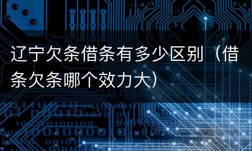 辽宁欠条借条有多少区别（借条欠条哪个效力大）