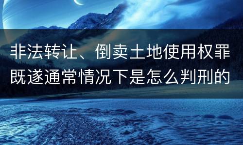 非法转让、倒卖土地使用权罪既遂通常情况下是怎么判刑的