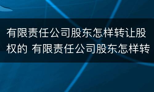 有限责任公司股东怎样转让股权的 有限责任公司股东怎样转让股权的情况说明