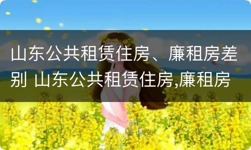 山东公共租赁住房、廉租房差别 山东公共租赁住房,廉租房差别大吗