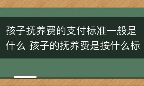 孩子抚养费的支付标准一般是什么 孩子的抚养费是按什么标准给的