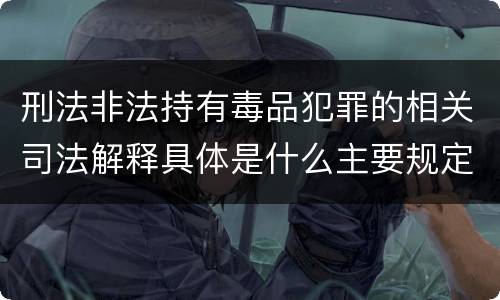 刑法非法持有毒品犯罪的相关司法解释具体是什么主要规定