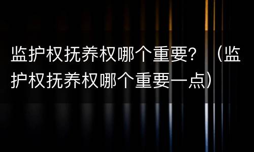 监护权抚养权哪个重要？（监护权抚养权哪个重要一点）