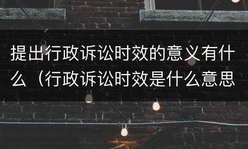 提出行政诉讼时效的意义有什么（行政诉讼时效是什么意思）