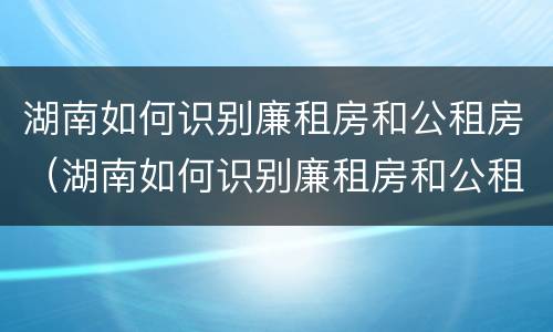 湖南如何识别廉租房和公租房（湖南如何识别廉租房和公租房信息）