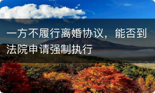 一方不履行离婚协议，能否到法院申请强制执行