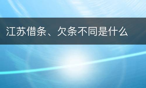 江苏借条、欠条不同是什么