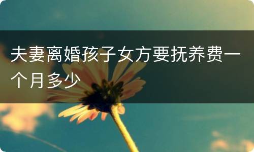夫妻离婚孩子女方要抚养费一个月多少