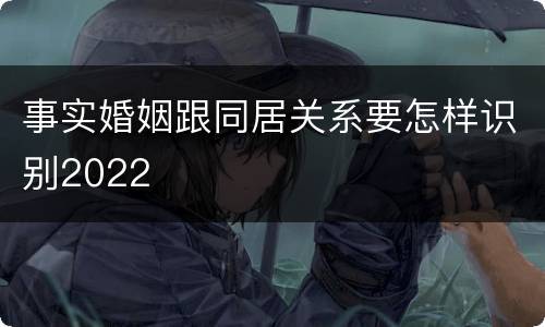 事实婚姻跟同居关系要怎样识别2022