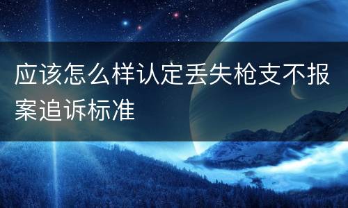 应该怎么样认定丢失枪支不报案追诉标准