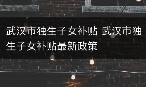 武汉市独生子女补贴 武汉市独生子女补贴最新政策