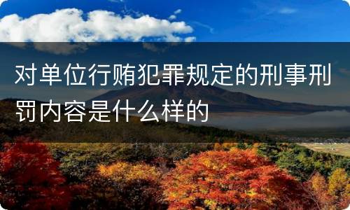 对单位行贿犯罪规定的刑事刑罚内容是什么样的