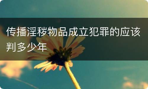 传播淫秽物品成立犯罪的应该判多少年