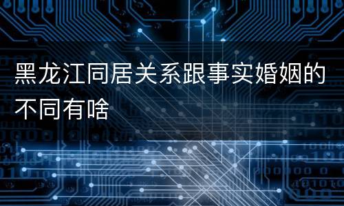 黑龙江同居关系跟事实婚姻的不同有啥