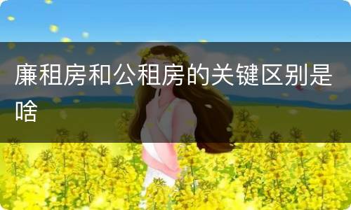 廉租房和公租房的关键区别是啥