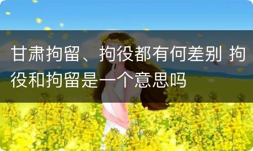 甘肃拘留、拘役都有何差别 拘役和拘留是一个意思吗