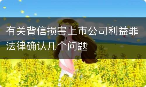 有关背信损害上市公司利益罪法律确认几个问题