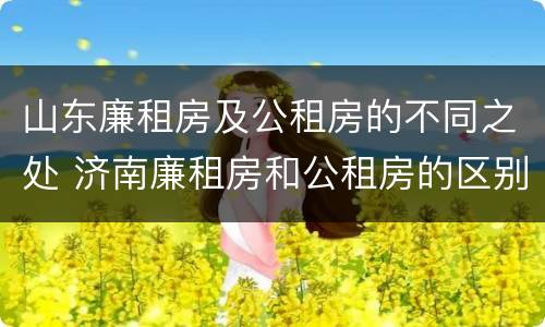 山东廉租房及公租房的不同之处 济南廉租房和公租房的区别